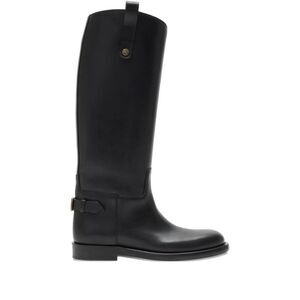 BURBERRY Check-Panel Lug Sole Rain Boots Women BLACK